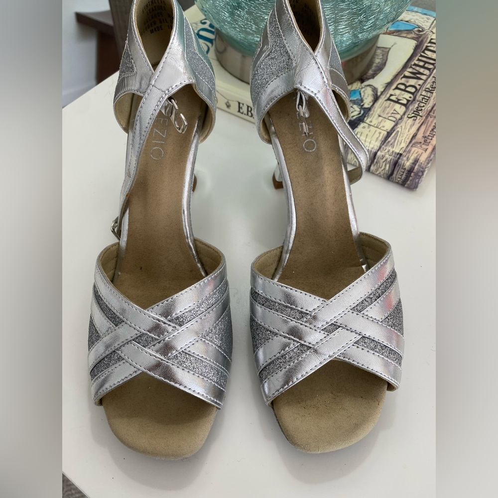 Capezio Women's Metallic Silver Ballroom Dance Heels